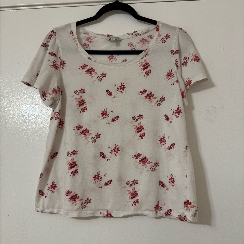 Lucky Brand Cream Tan Fitted Short Sleeve Tee